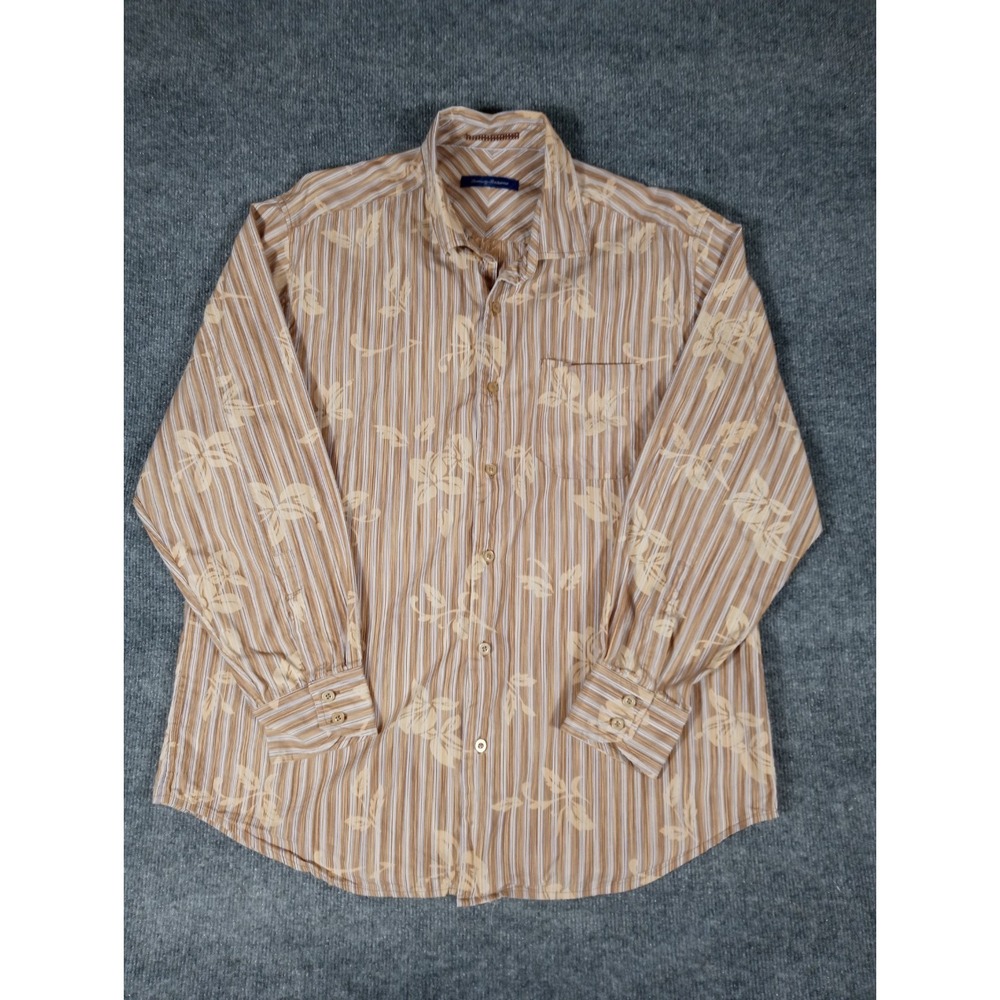 Vintage Tommy Bahama Brown Long Sleeve Button Up XL Men's Floral Bohemian Cowboy